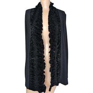 Velvet Ruffle Cardigan XL‎ Whimsigoth Witchy Fairy Grunge Minimalist Vintage 90s